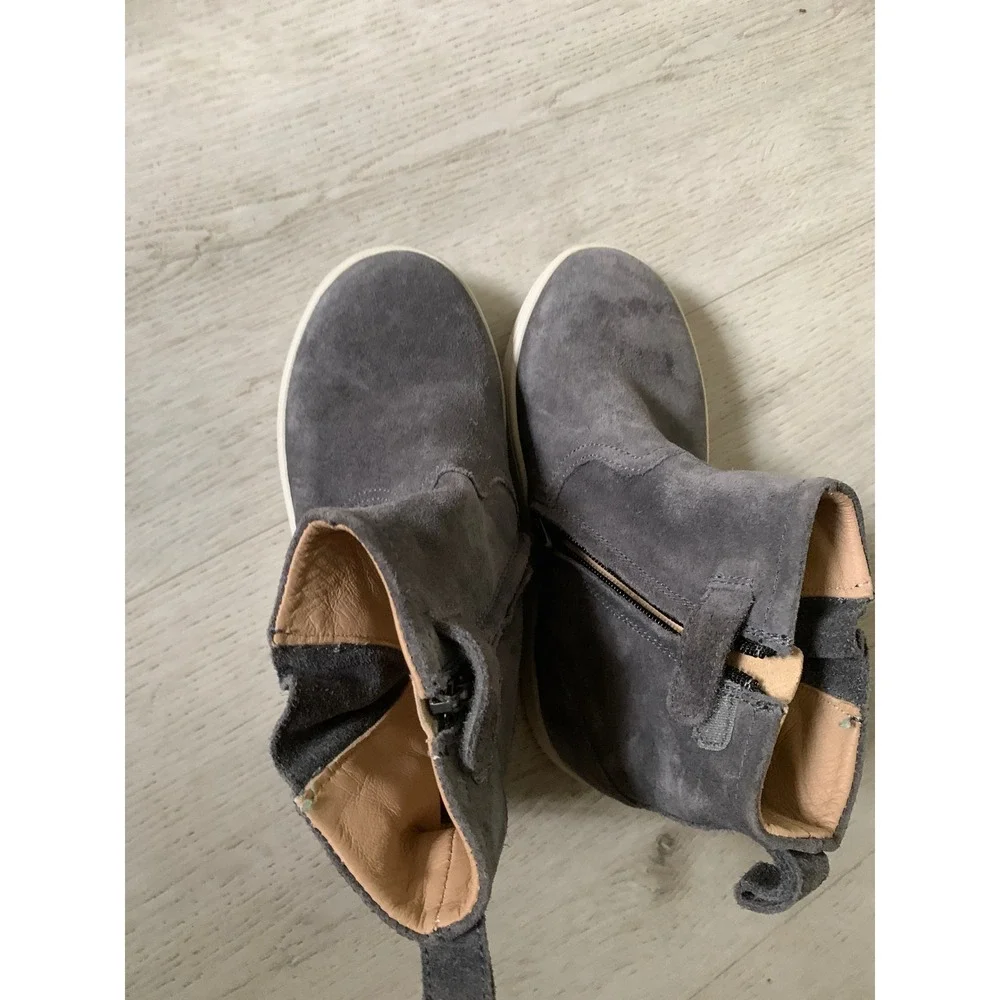 Pom d'Api Kids Grey Suede Leather Lined Ankle Boots Side Zip Buckle‎ Grey 30